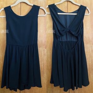 Amour Vert Black Silk Bow Back Dress